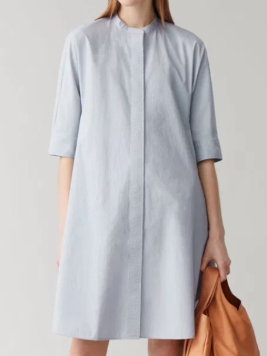 COS Dresses & Skirts - EUC COS Cotton button Front A-Line Dress Grey Size Medium